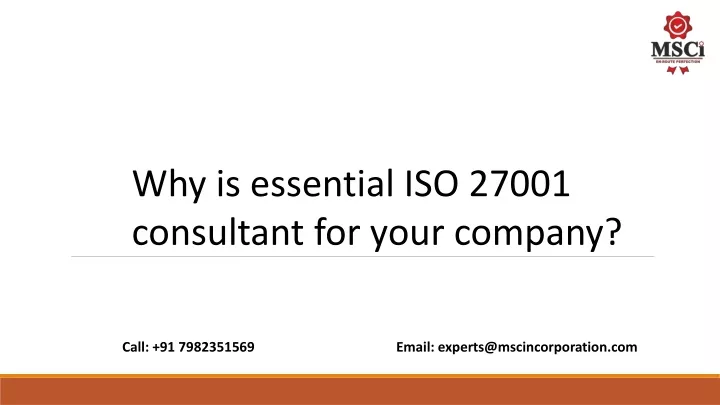 why is essential iso 27001 consultant for your