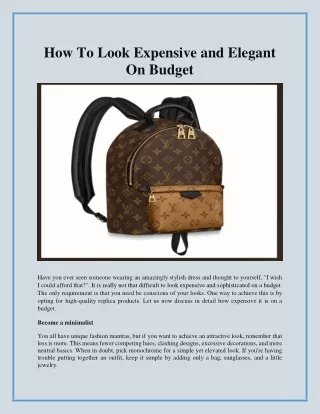 how to look expensive and elegant on budget