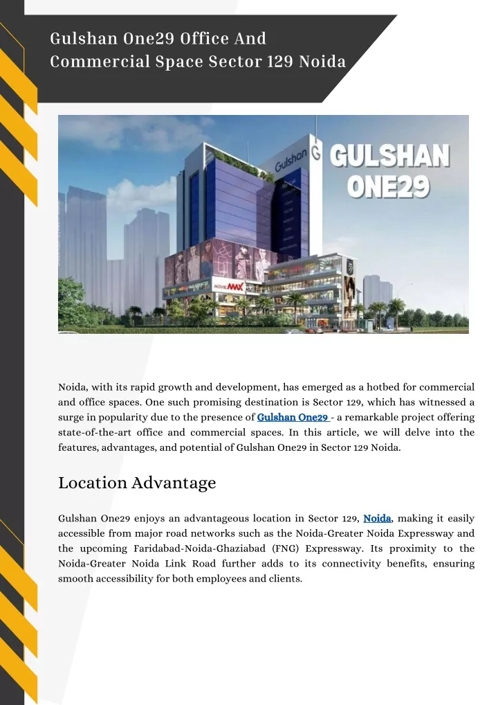 gulshan one29 office and commercial space sector