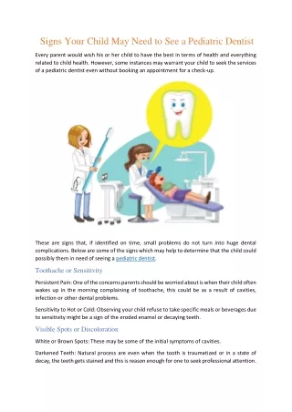 Signs Your Child May Need to See a Pediatric Dentist