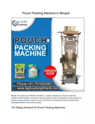 Pouch Packing Machine in Bhopal