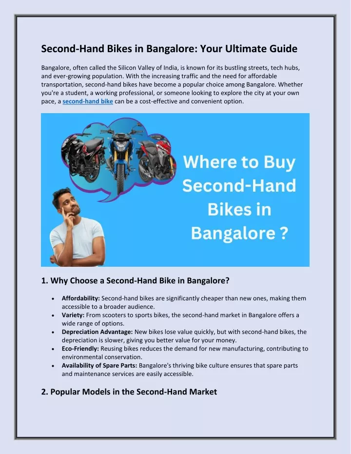 second hand bikes in bangalore your ultimate guide