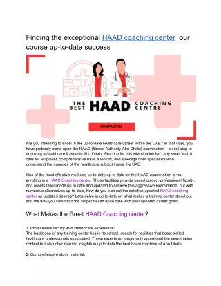 finding the exceptional haad coaching center