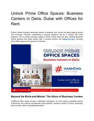 Unlock Prime Office Spaces_ Business Centers in Deira, Dubai with Offices for Rent