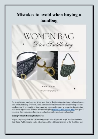 Mistakes to avoid when buying a handbag