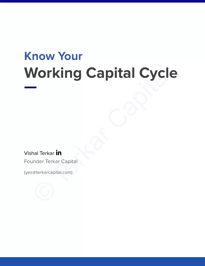 know your working capital cycle