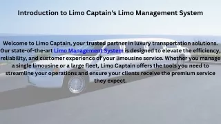 Introduction to Limo Captain's Limo Management System