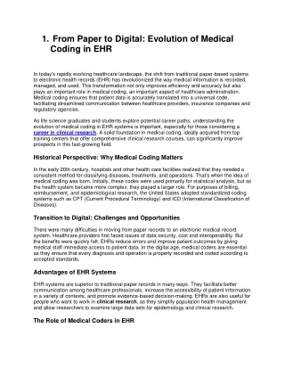 From Paper to Digital Evolution of Medical Coding in EHR