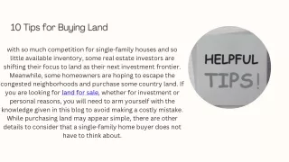 10 Tips for Buying Land