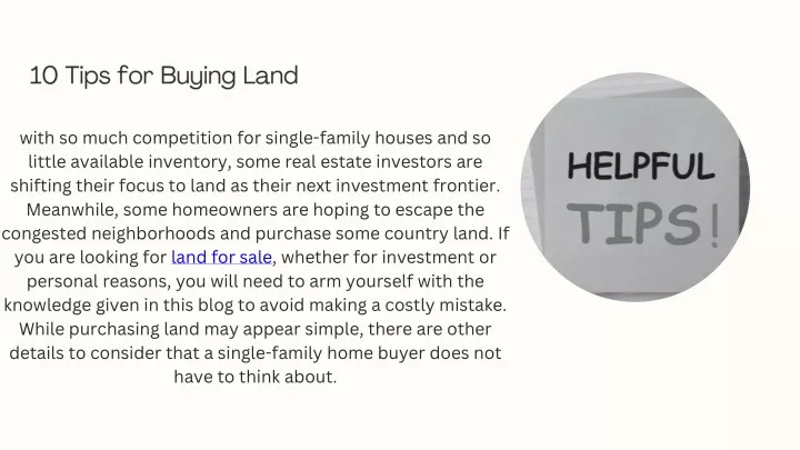 10 tips for buying land