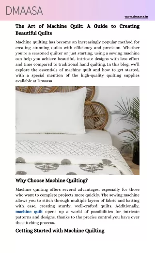 The Art of Machine Quilt A Guide to Creating Beautiful Quilts