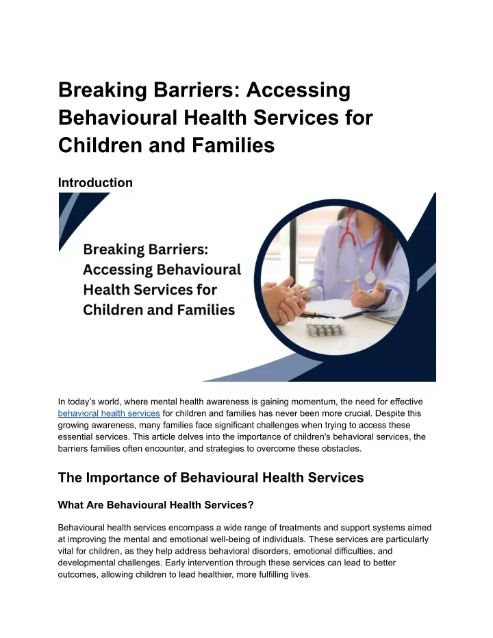 breaking barriers accessing behavioural health