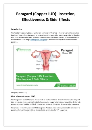 Paragard (Copper IUD) Insertion, Effectiveness & Side Effects