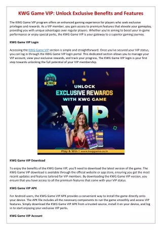 kwg game vip unlock exclusive benefits