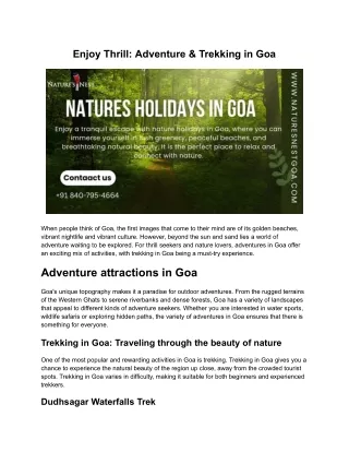 enjoy thrill adventure trekking in goa