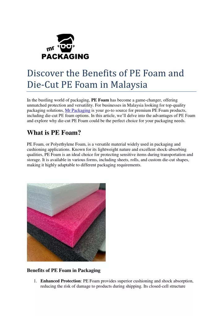 discover the benefits of pe foam