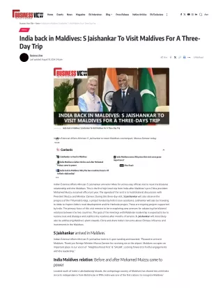 India back in Maldives S Jaishankar To Visit Maldives For A Three-Day Trip