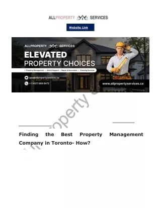 Best Property Management Company in Toronto - All Property Services
