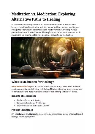 meditation vs medication exploring meditation