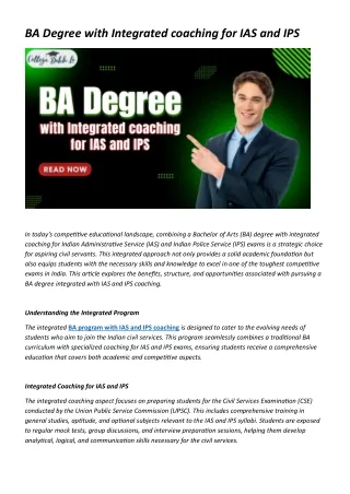 BA Degree with Integrated coaching for IAS and IPS