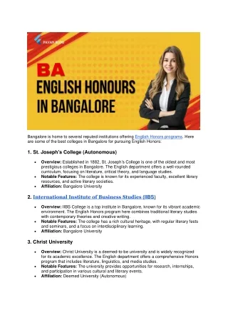 best colleges for english honours in Bangalore