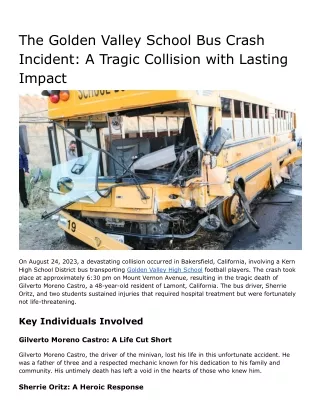 Golden Valley School Bus Crash Incident: Tragic Collision and Community Response