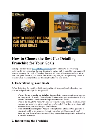 how to choose the best car detailing franchise