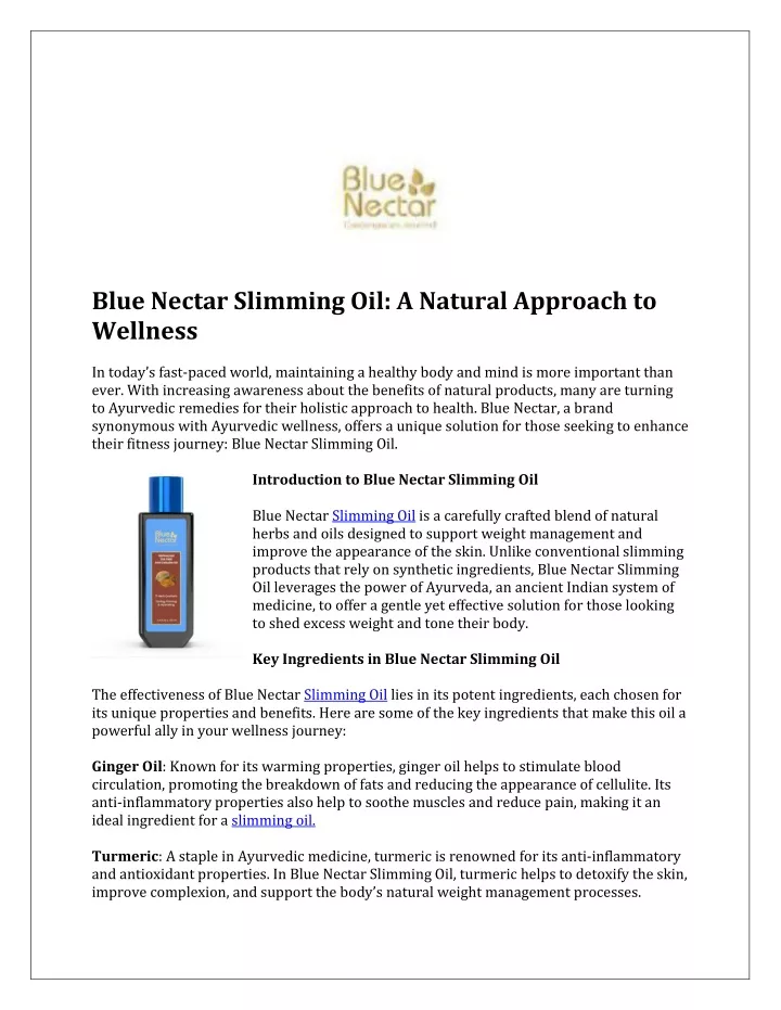 blue nectar slimming oil a natural approach