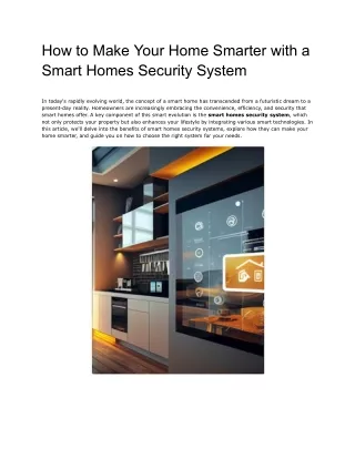 How to Make Your Home Smarter with a Smart Homes Security System