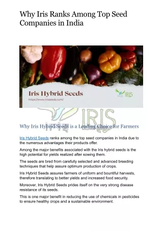 Why Iris Ranks Among Top Seed Companies in India