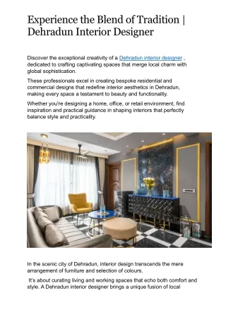 Experience the Blend of Tradition Dehradun Interior Designer