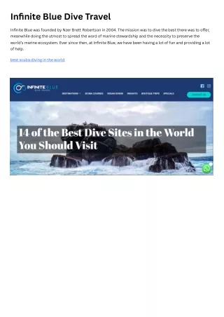 infinite blue dive travel