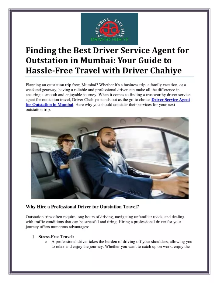 finding the best driver service agent