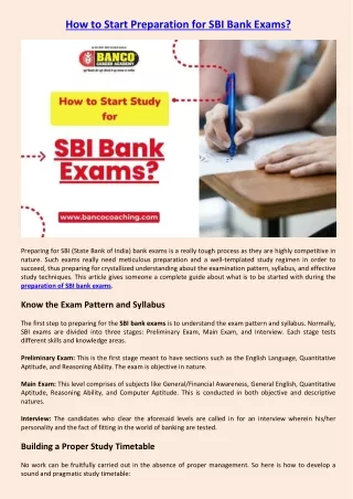 How to Start Study for SBI Bank Exams