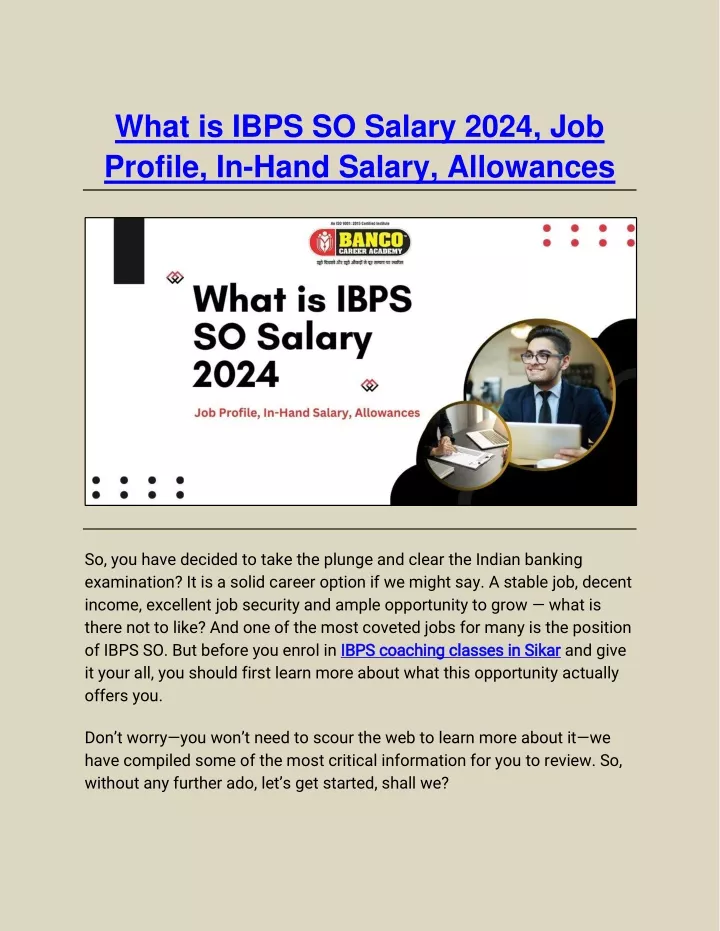 what is ibps so salary 2024 job profile in hand