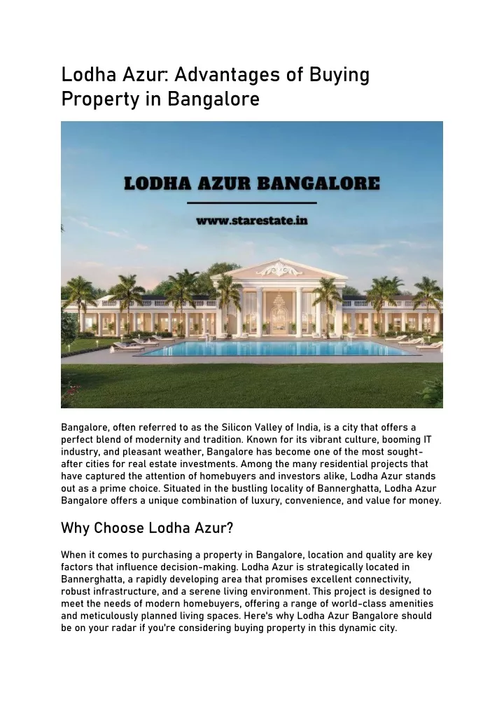 lodha azur advantages of buying property