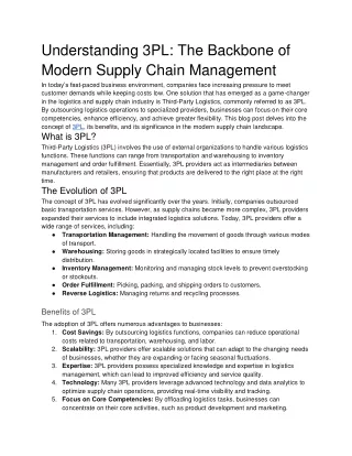 understanding 3pl the backbone of modern supply