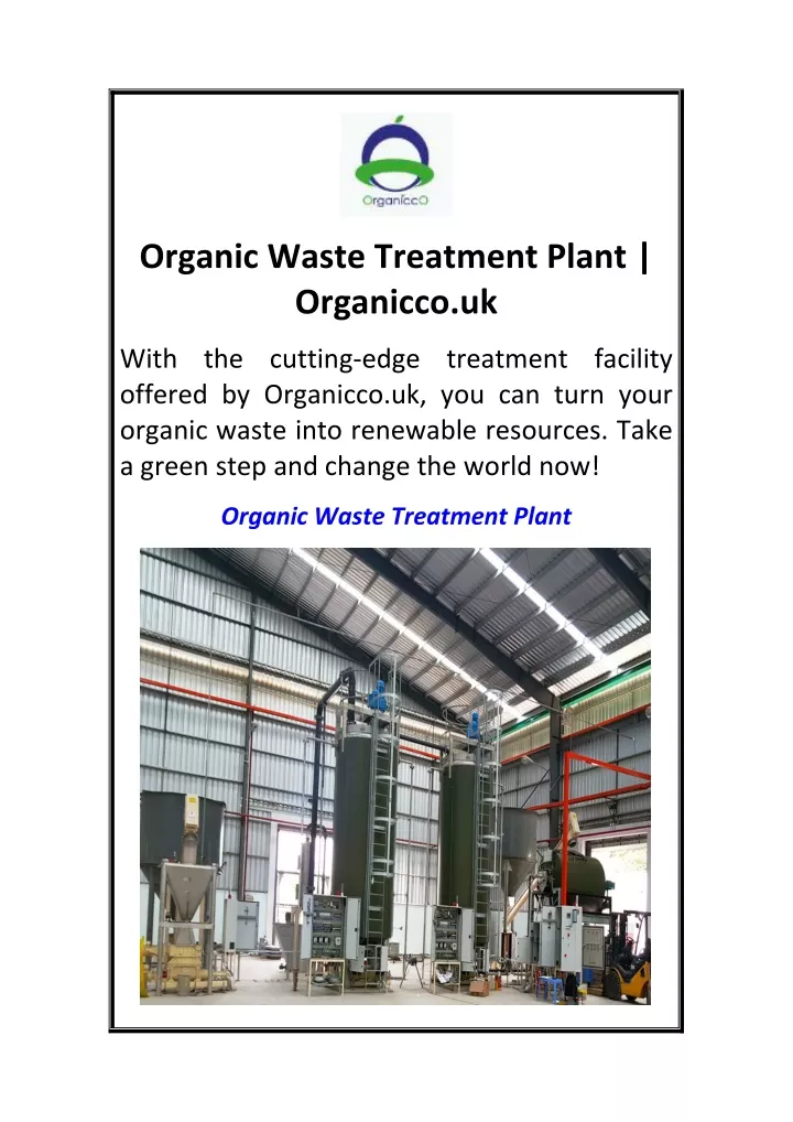 organic waste treatment plant organicco uk