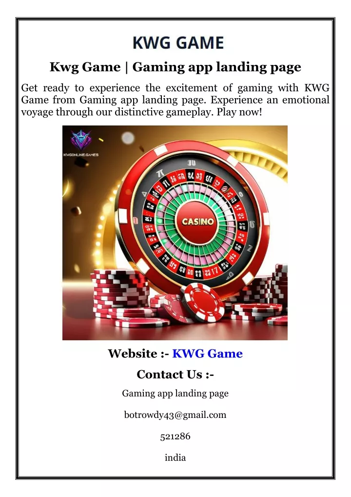 kwg game gaming app landing page