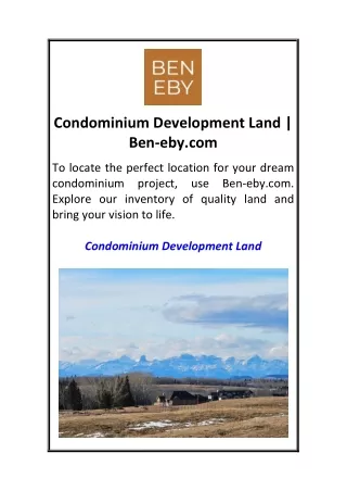 condominium development land ben eby com
