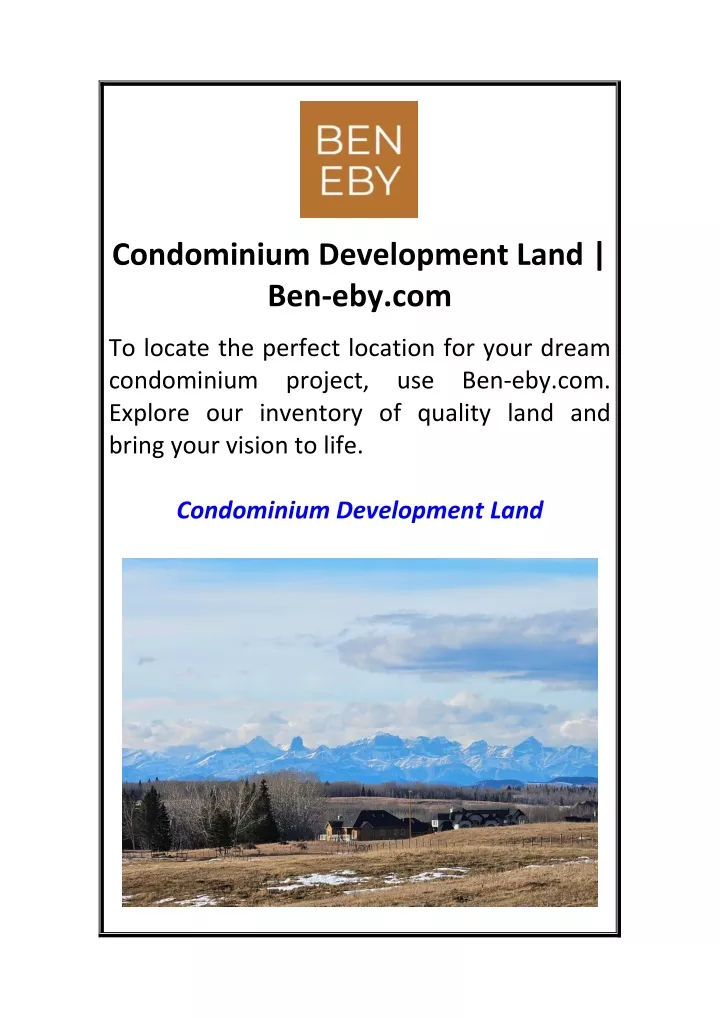 condominium development land ben eby com