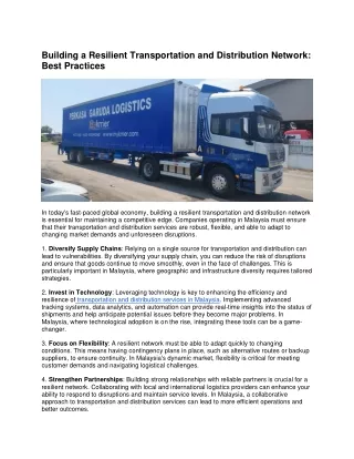 building a resilient transportation