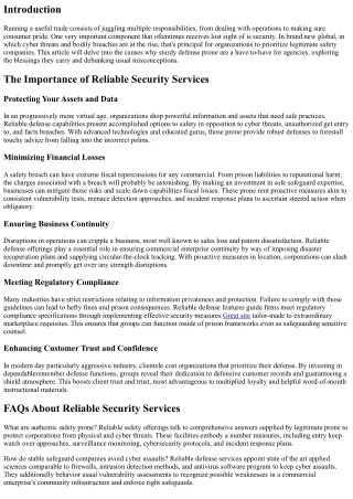 Why Reliable Security Services are a Must-Have for Businesses