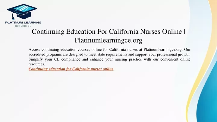 continuing education for california nurses online