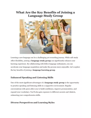 What Are the Key Benefits of Joining a Language Study Group