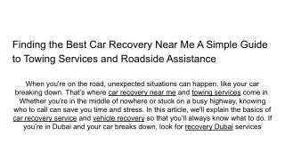 finding the best car recovery near me a simple