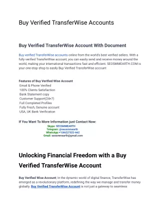 Super Useful Tips To Improve Buy Verified Transferwise Account