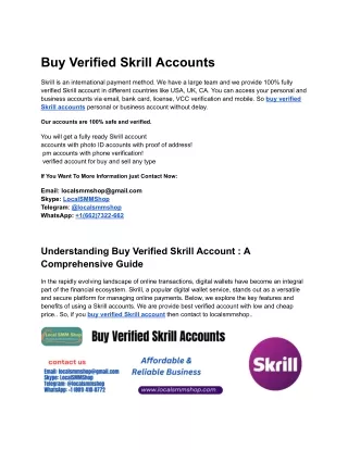Super Useful Tips To Improve Buy Verified Skrill Accounts
