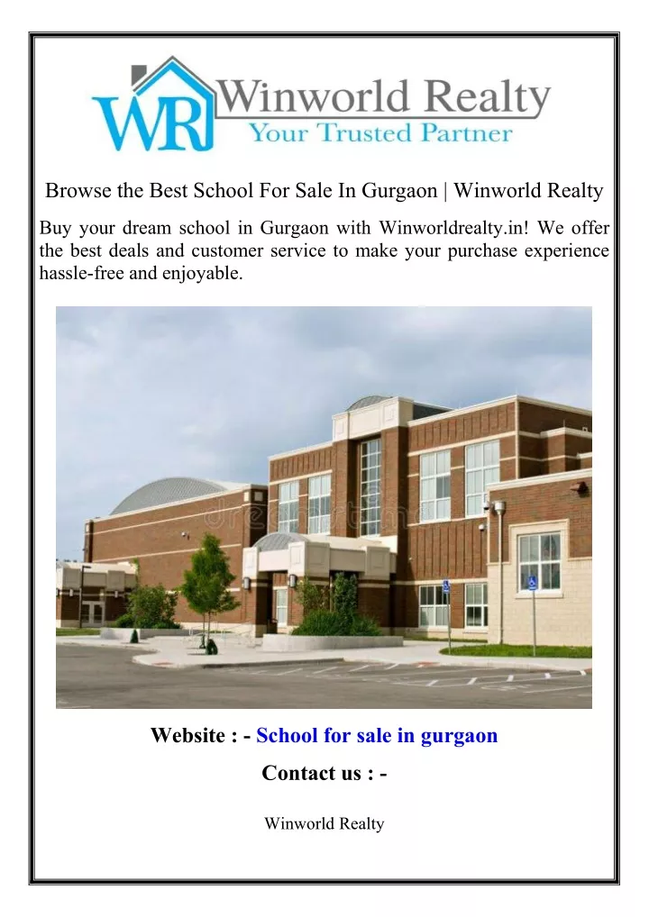 browse the best school for sale in gurgaon