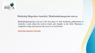 Marketing Magazines Australia   Madeinindiamagazine.com.au